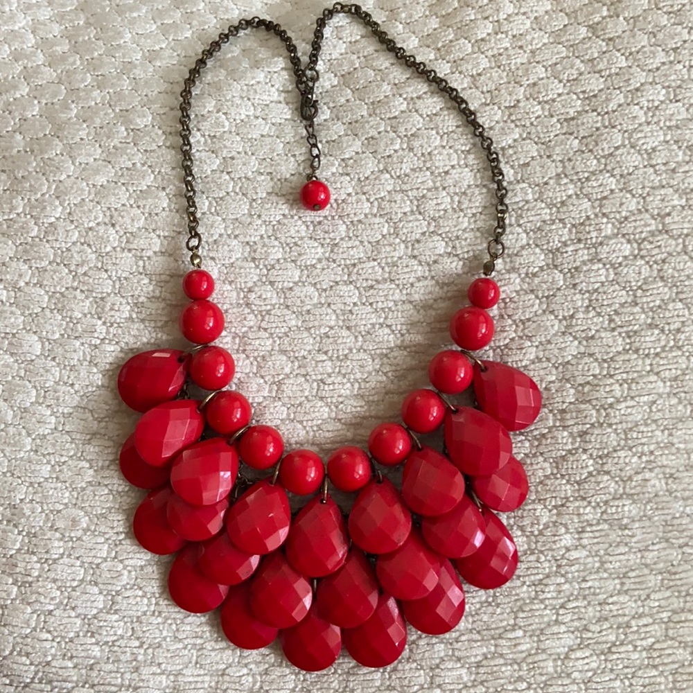 Red statement necklace